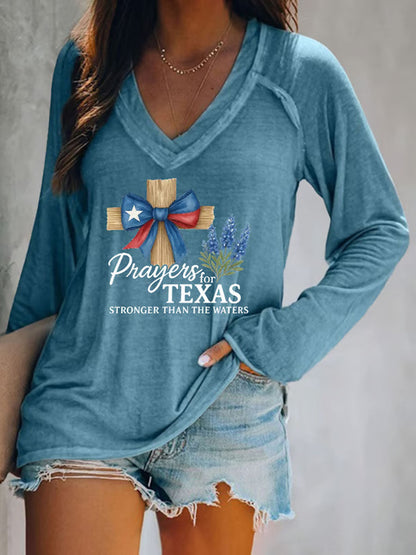 Women's Pray For Texas Flooding Printed T-Shirt