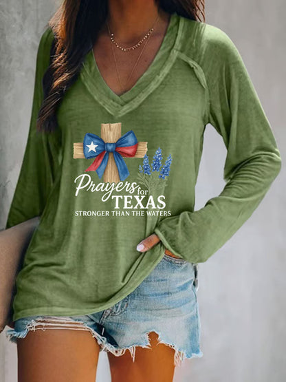 Women's Pray For Texas Flooding Printed T-Shirt