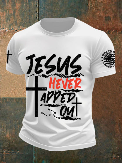 Men's Jesus Never Tapped Out Wrestling T-shirts
