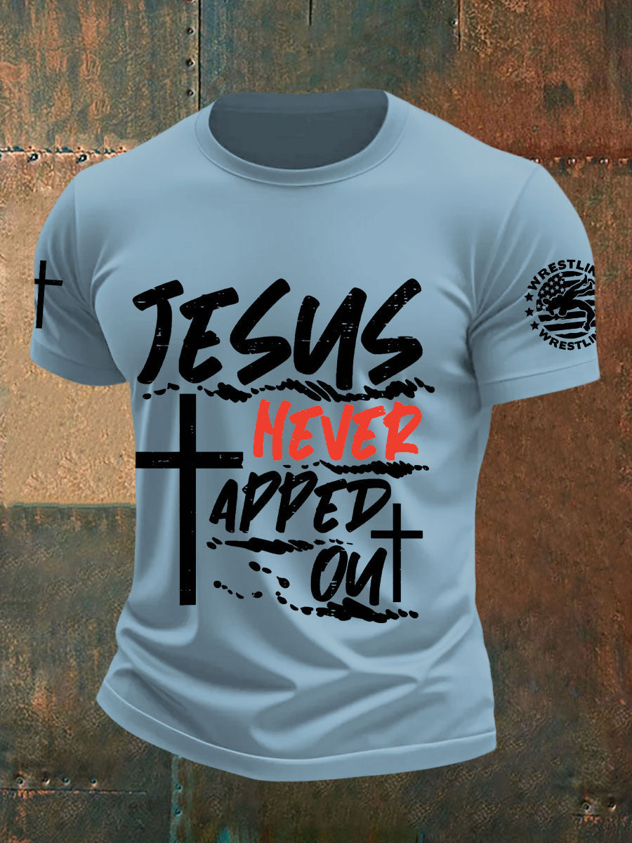 Men's Jesus Never Tapped Out Wrestling T-shirts
