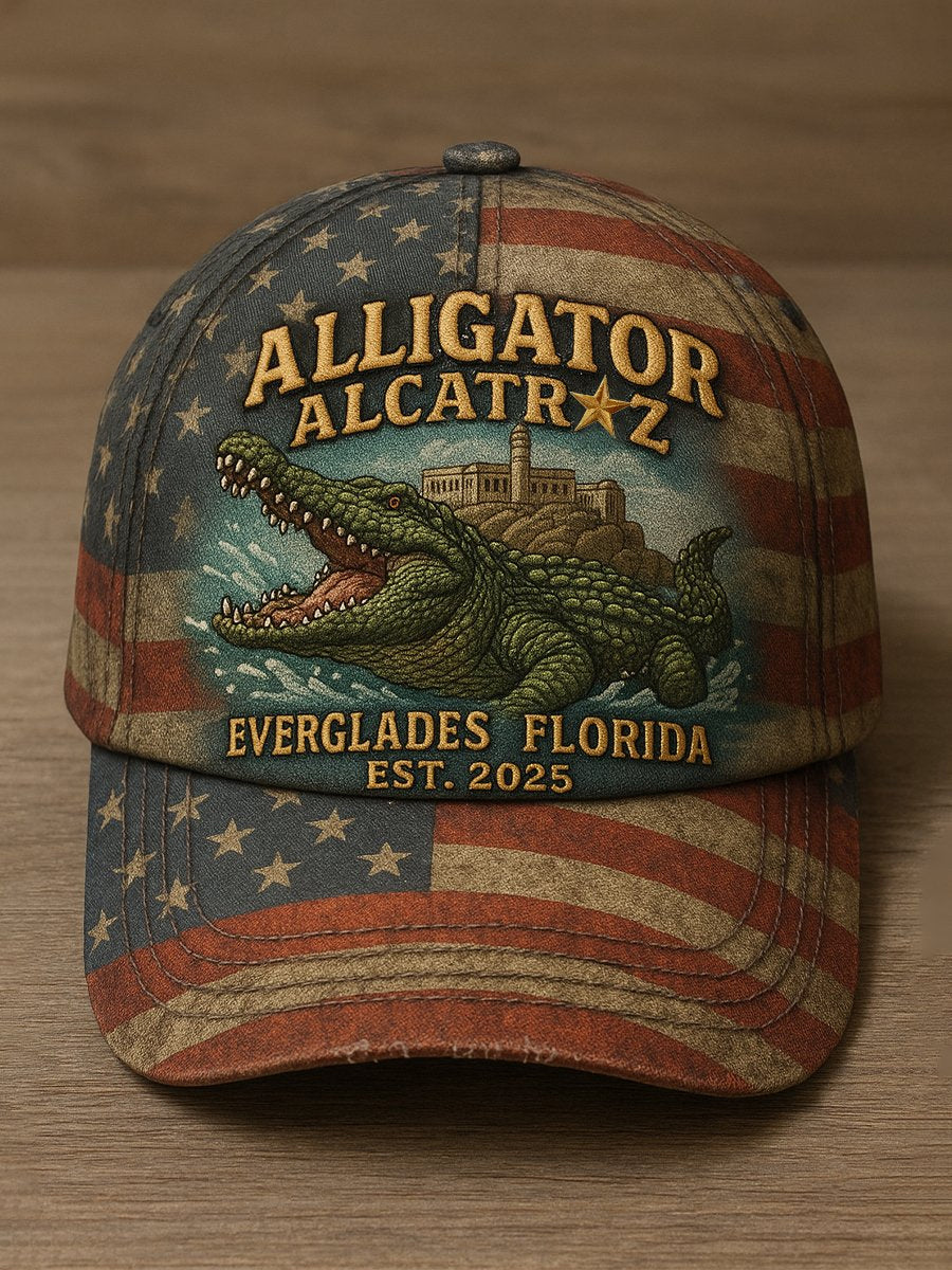 Unisex Retro Alligator Alcatraz Funny Florida Everglades Dark Humor Hat