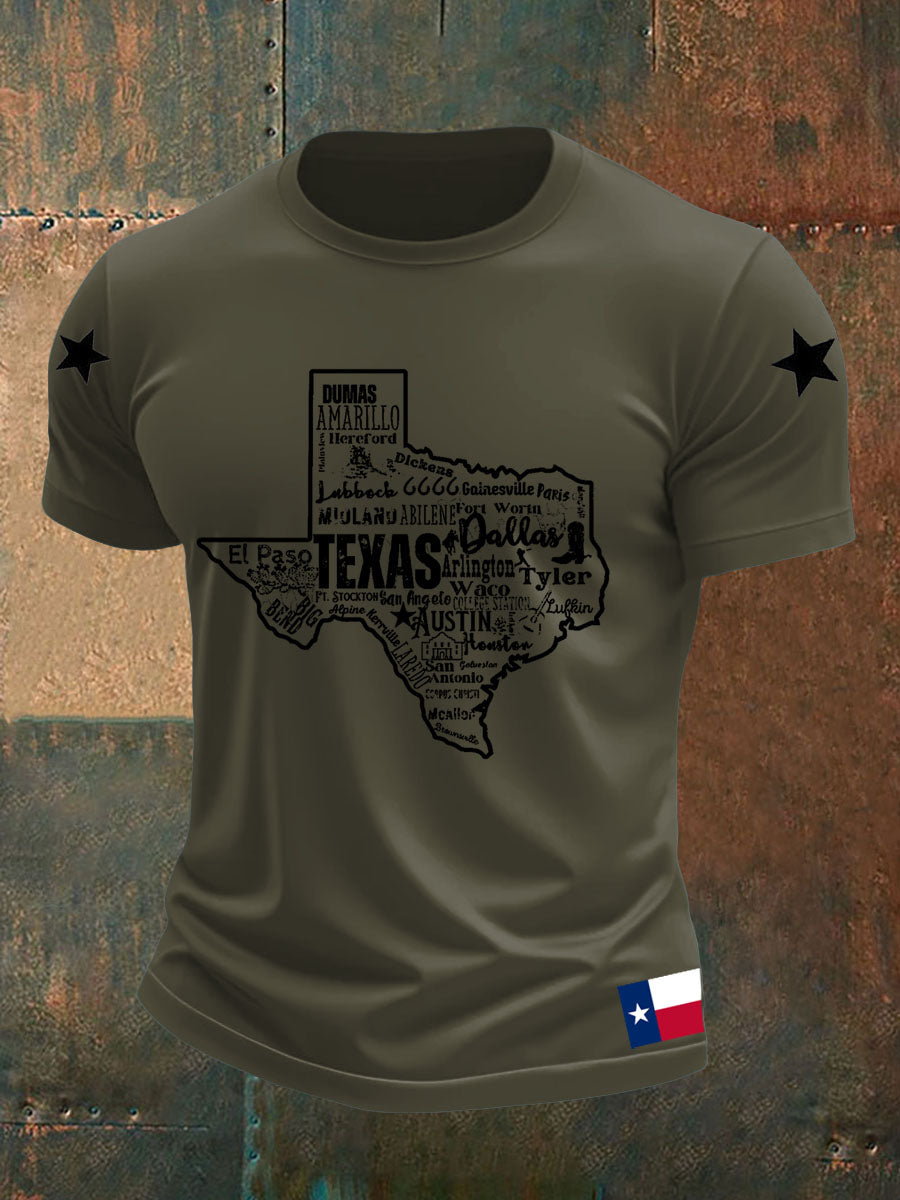 Men's Texas Strong Short Sleeves Printed T-shirt