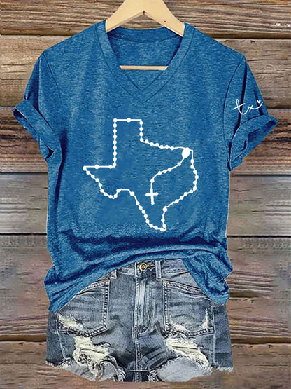 Women's Texas Print Casual T-Shirt