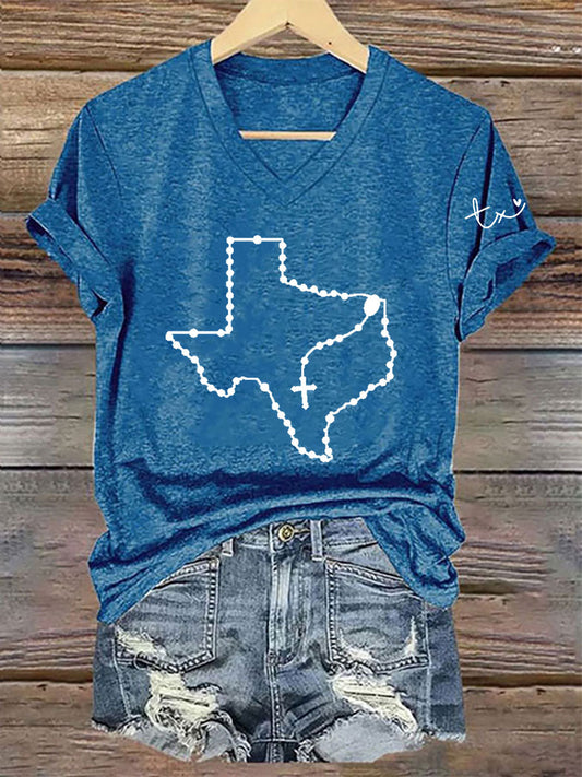 Women's Texas Print Casual T-Shirt