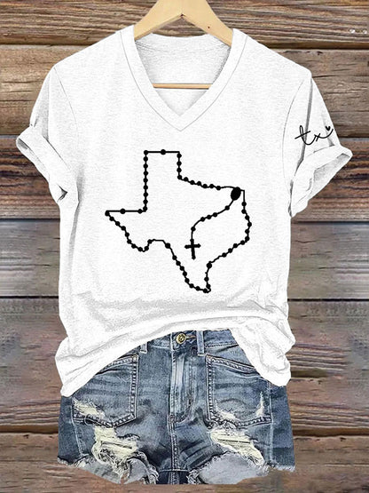 Women's Texas Print Casual T-Shirt