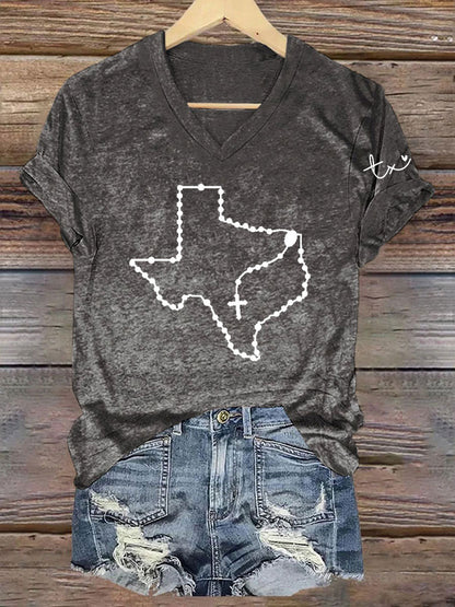 Women's Texas Print Casual T-Shirt
