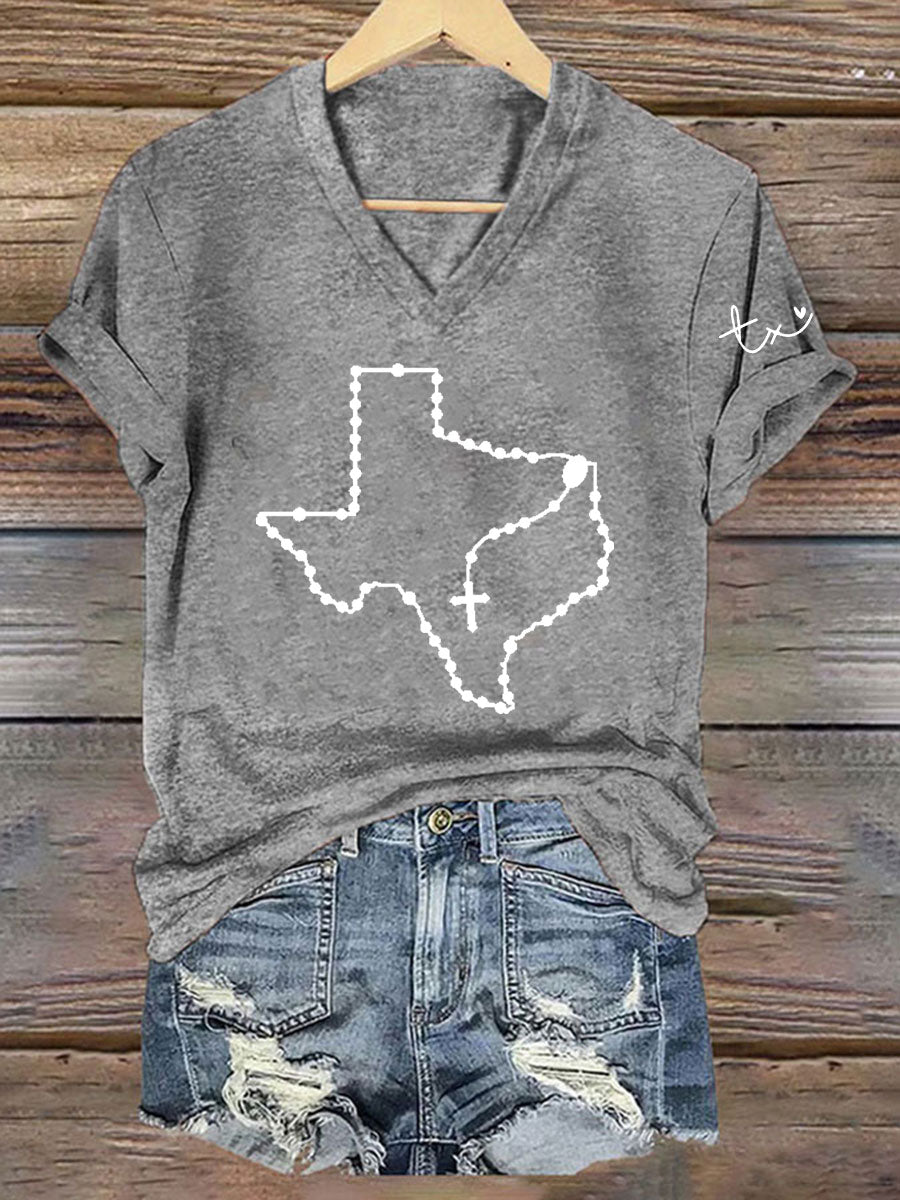 Women's Texas Print Casual T-Shirt