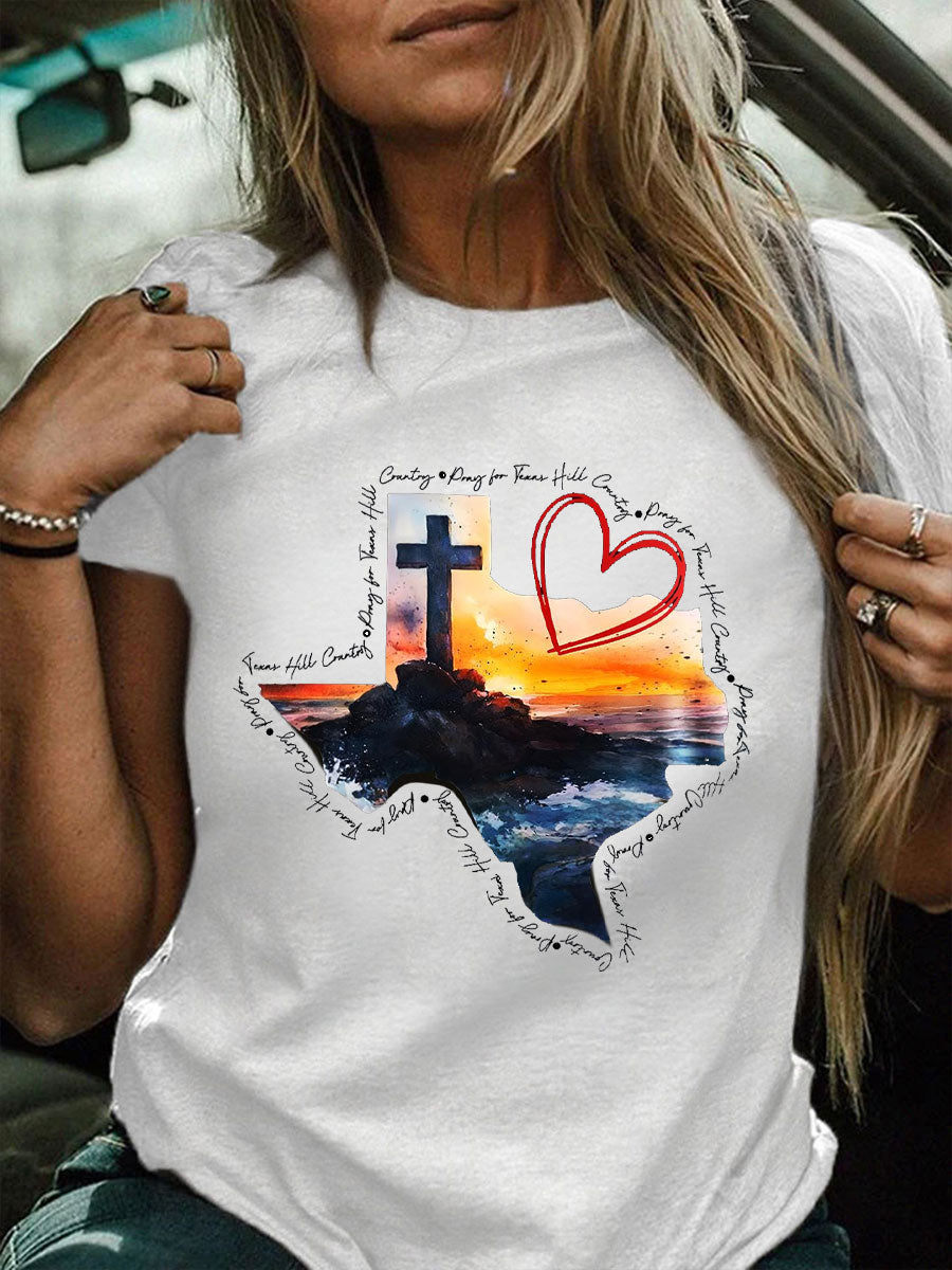 Women's Pray For Texas Flood Printed Polo Shirt