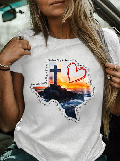 Women's Pray For Texas Flood Printed Polo Shirt