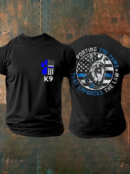 Men's Police Dog Funny Supporting The Paws K9 Police Officer T-Shirt