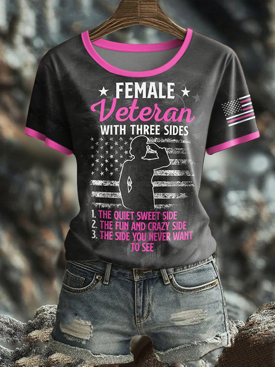 Women's Proud Veteran Printed T-shirt