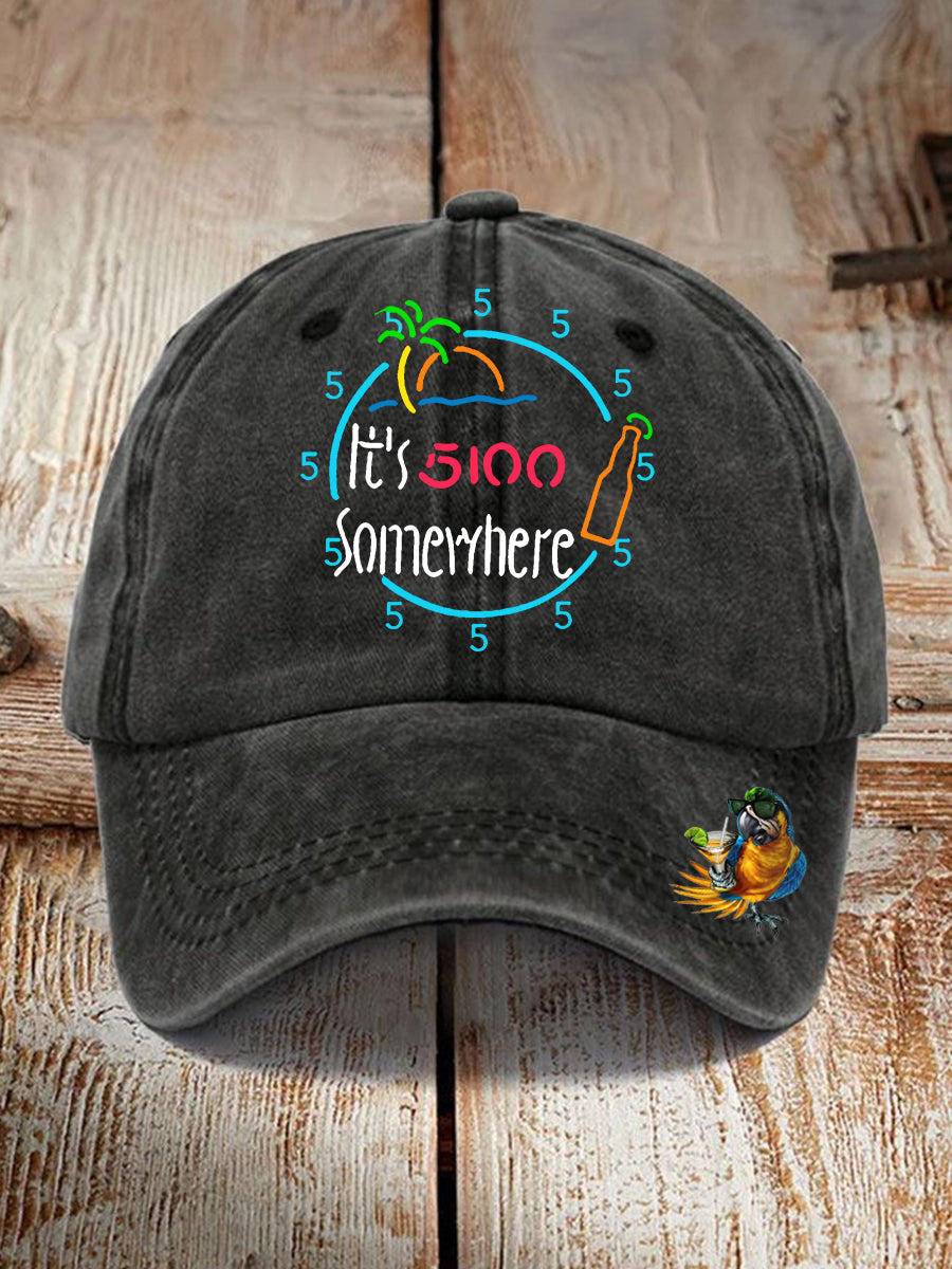 Unisex  It's 5:00 Somewhere Print Hat