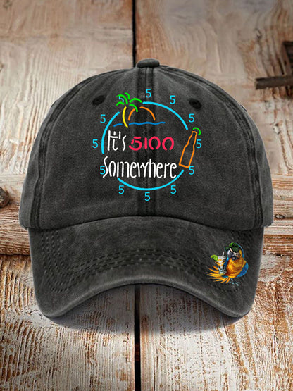 Unisex  It's 5:00 Somewhere Print Hat
