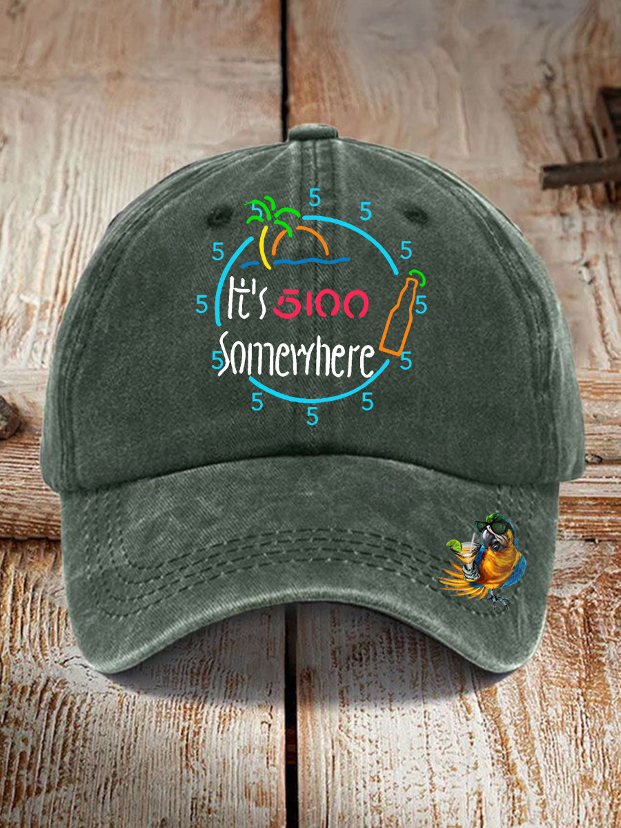 Unisex  It's 5:00 Somewhere Print Hat