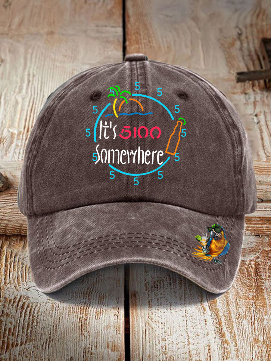 Unisex  It's 5:00 Somewhere Print Hat