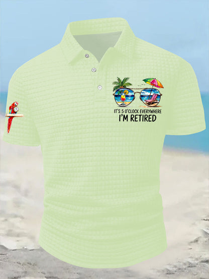 Men's Funny It's 5 O'clock Everywhere I'm Retired Printed Short Sleeve Tee