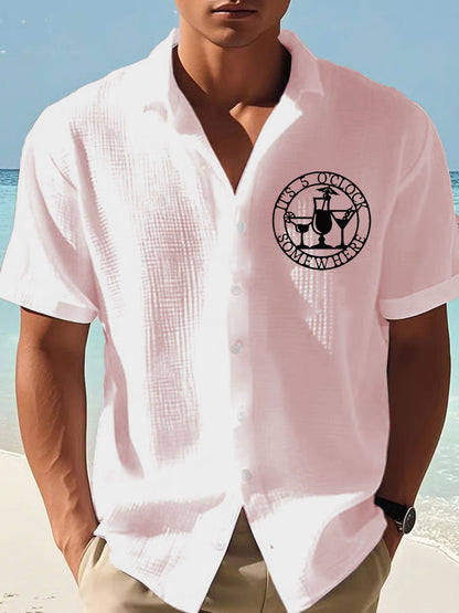 Men's It‘s 5 O'clock Somewhere Print Casual Short-Sleeve Shirt