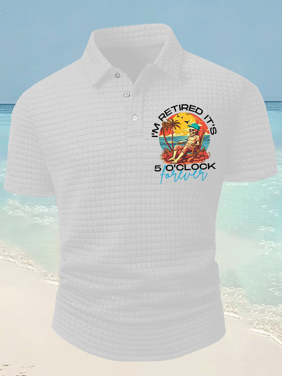 Men's Funny I'm Retired It's 5 O'Clock Forever  Printed Short Sleeve Tee