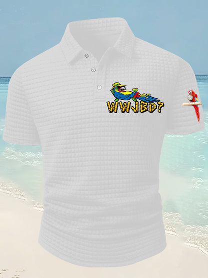 Men's Funny It's 5 O'clock Everywhere Parrot Printed Short Sleeve Tee