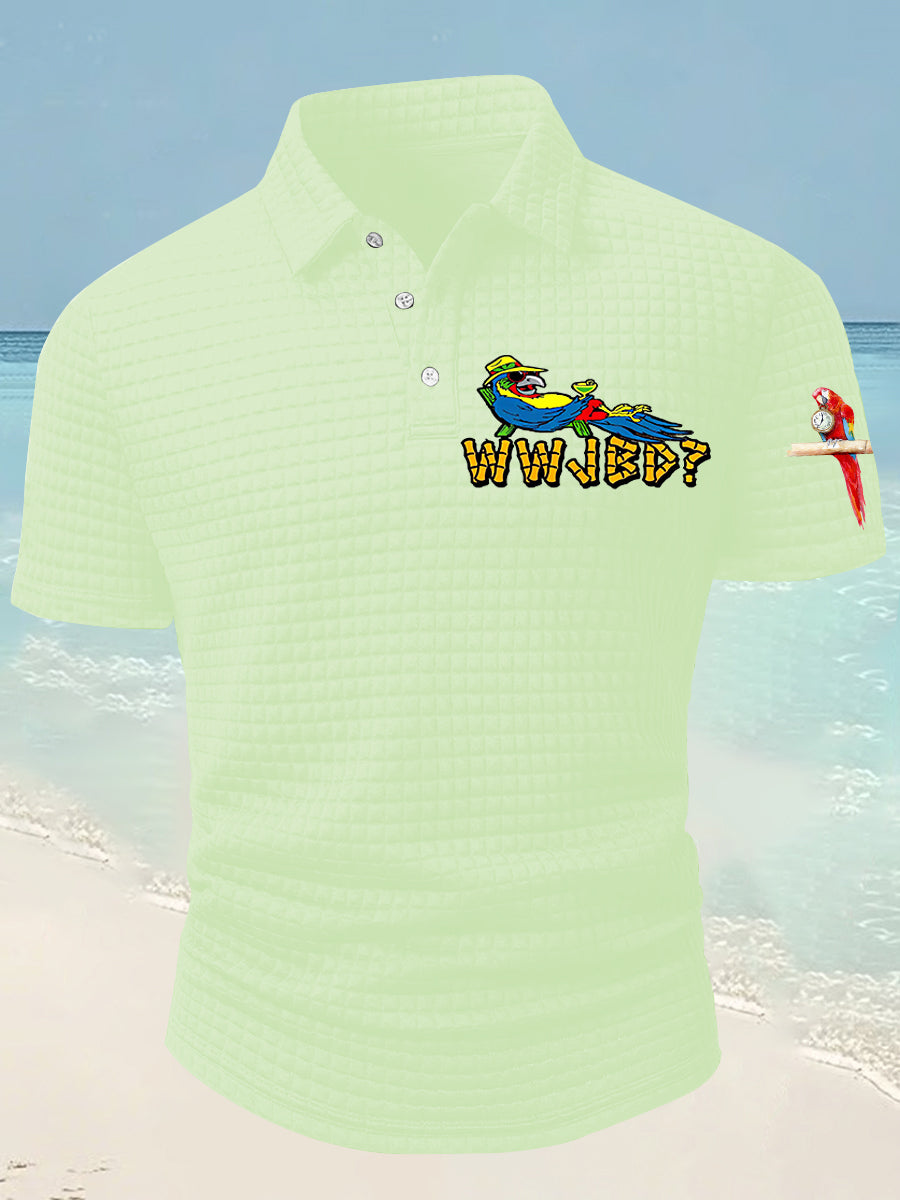 Men's Funny It's 5 O'clock Everywhere Parrot Printed Short Sleeve Tee