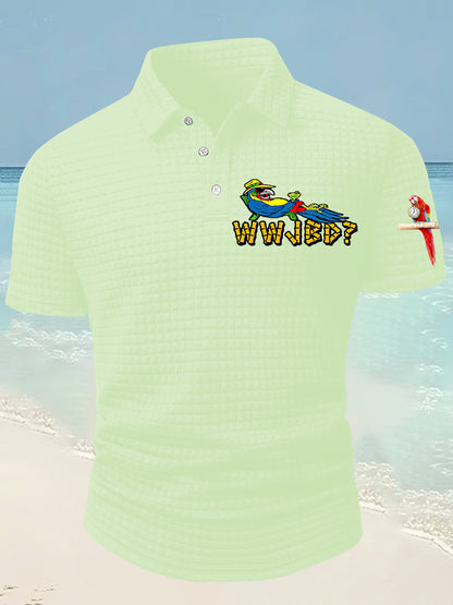 Men's Funny It's 5 O'clock Everywhere Parrot Printed Short Sleeve Tee