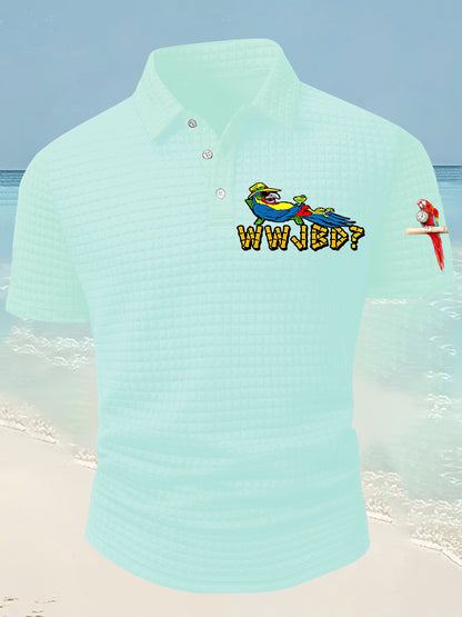 Men's Funny It's 5 O'clock Everywhere Parrot Printed Short Sleeve Tee