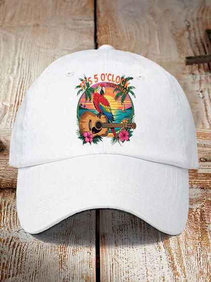 Unisex It's 5 O'clock Somewhere Parrot Print Hat