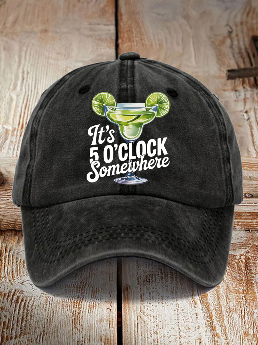 Unisex It's 5 O'clock Somewhere Margarita Print Hat