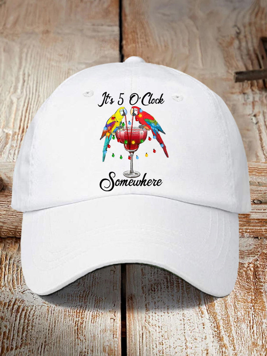 Unisex It's 5 O'clock Somewhere Parrot Print Hat