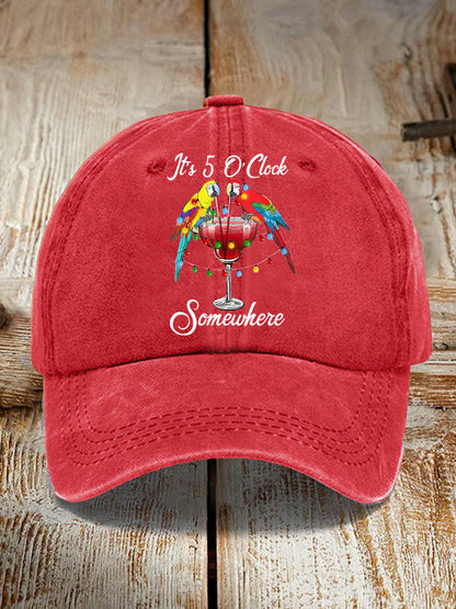 Unisex It's 5 O'clock Somewhere Parrot Print Hat