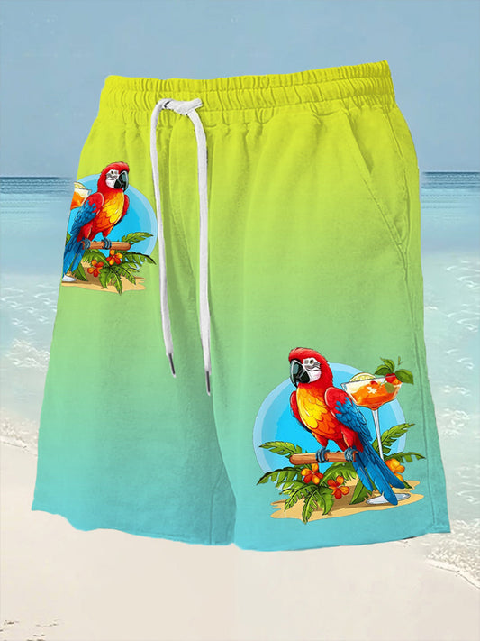 Men's Parrot Print Casual Shorts