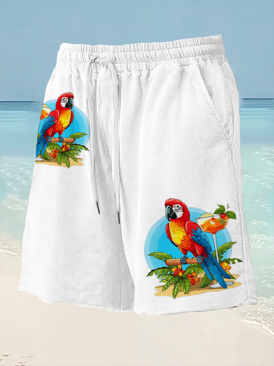 Men's Parrot Print Casual Shorts