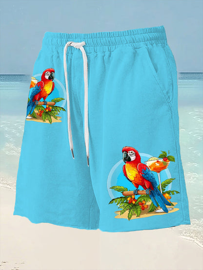 Men's Parrot Print Casual Shorts
