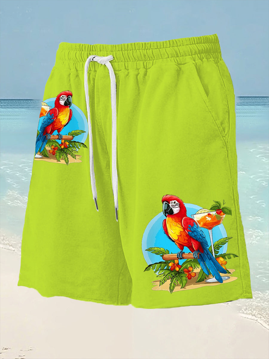 Men's Parrot Print Casual Shorts