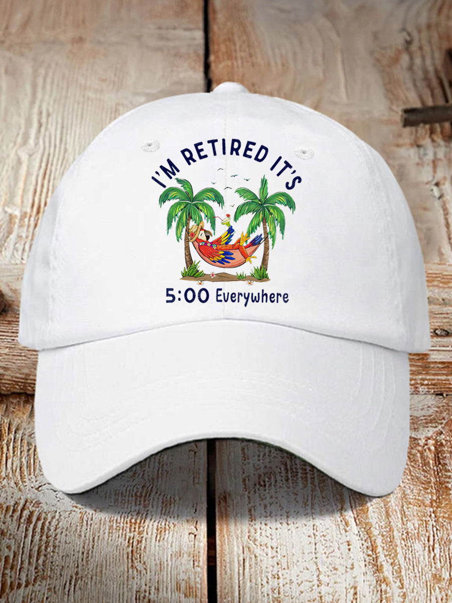 Unisex I'm Retired It's 5 O'clock Everywhere Parrot Print Hat