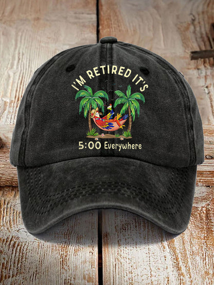 Unisex I'm Retired It's 5 O'clock Everywhere Parrot Print Hat