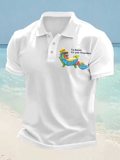 Men's I'm Retired It's 5 O'clock Everywhere Parrot Print Casual Top