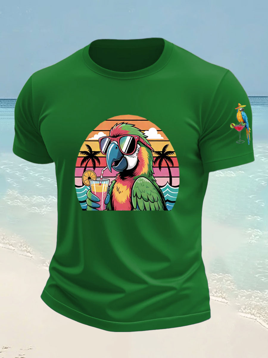 Men's Jimmy Buffett Day imitation cotton short-sleeved T-shirt