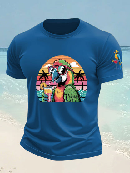 Men's Jimmy Buffett Day imitation cotton short-sleeved T-shirt