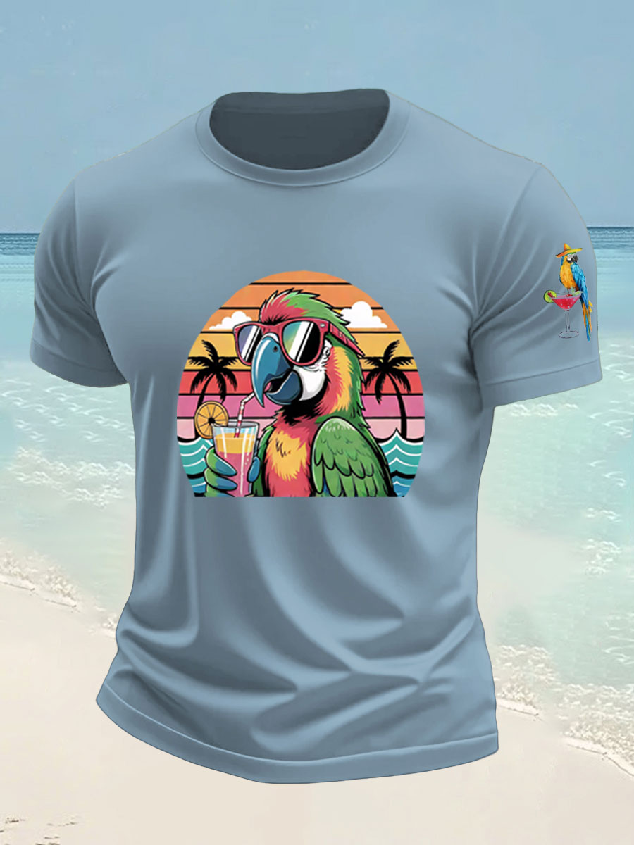 Men's Jimmy Buffett Day imitation cotton short-sleeved T-shirt