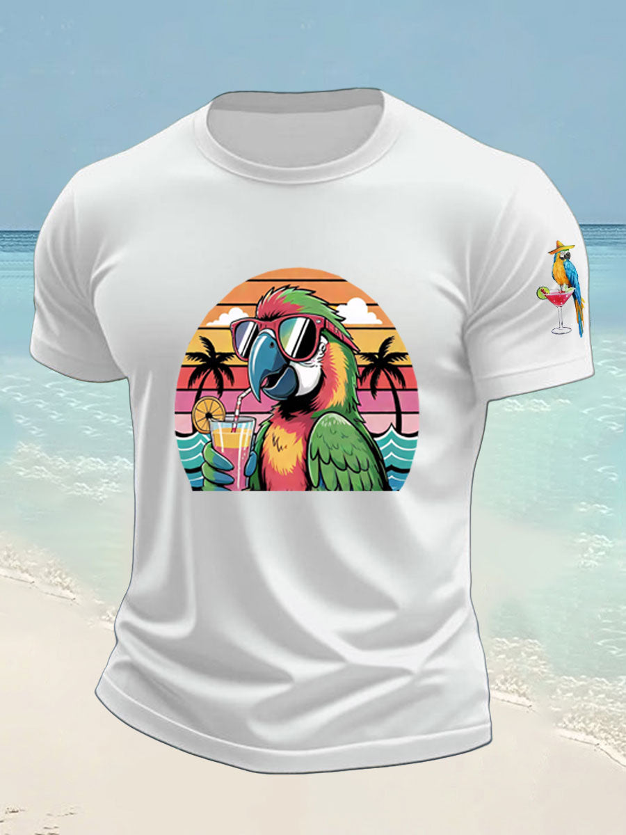 Men's Jimmy Buffett Day imitation cotton short-sleeved T-shirt