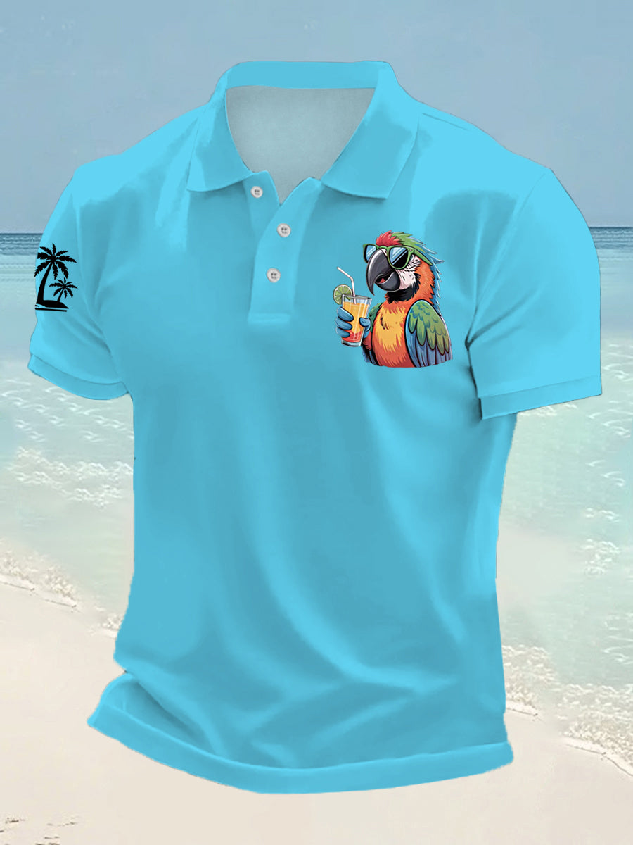 Men's I'm Retired It's 5 O'clock Everywhere Parrot Print Casual Top