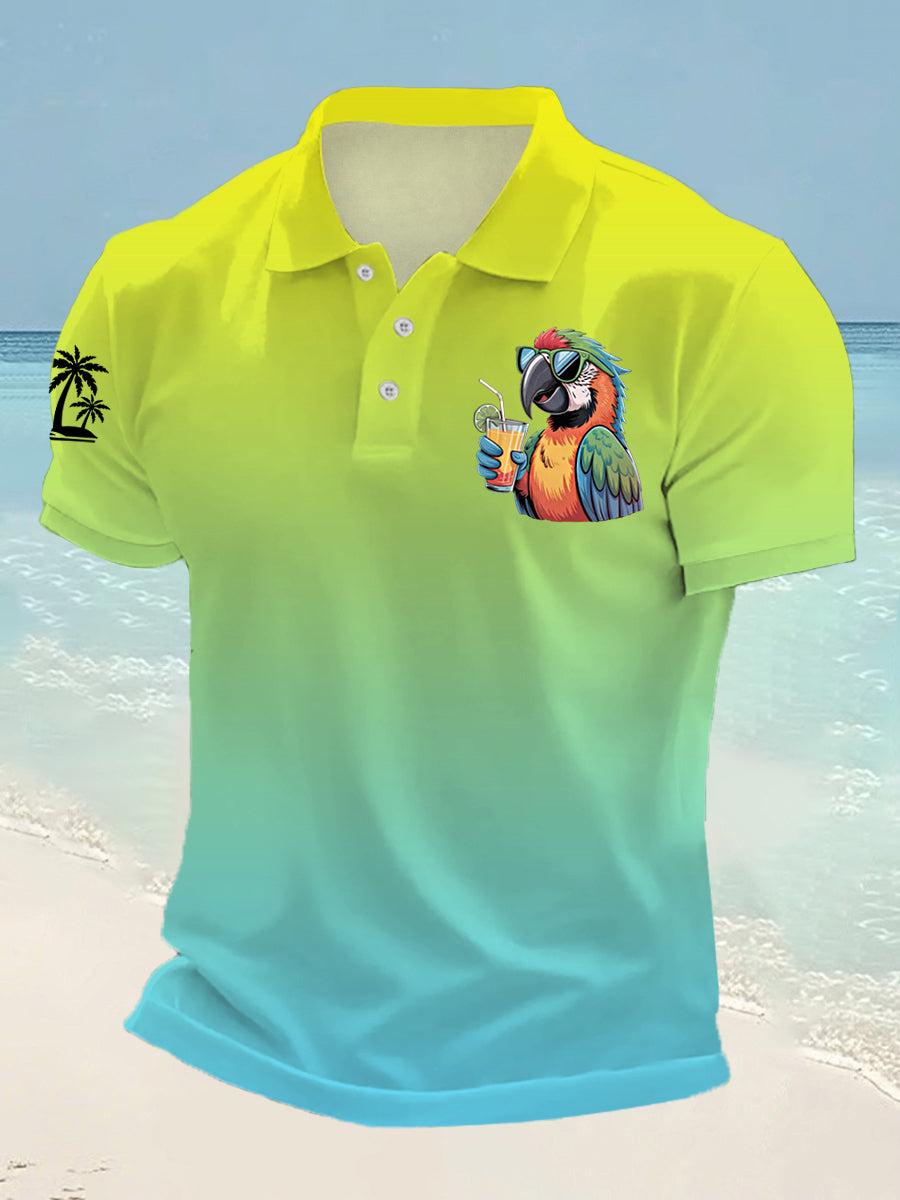 Men's I'm Retired It's 5 O'clock Everywhere Parrot Print Casual Top