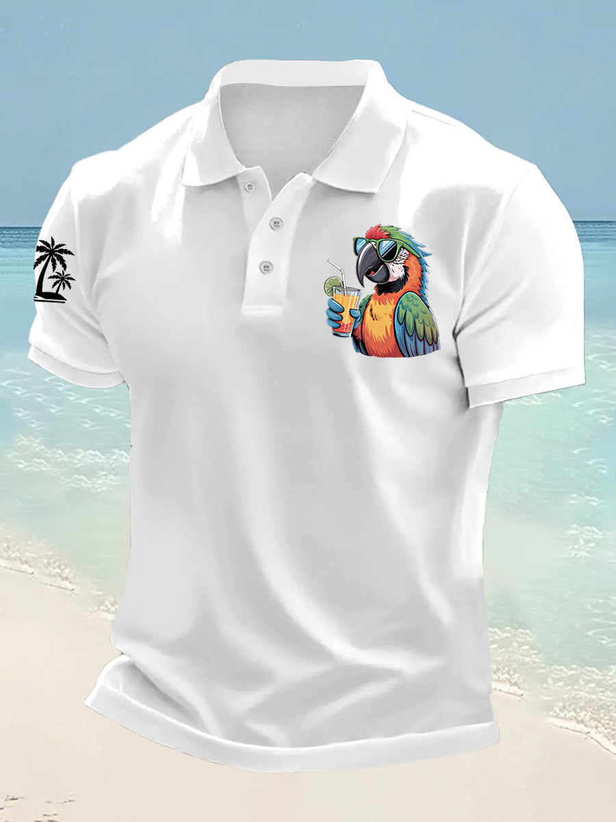 Men's I'm Retired It's 5 O'clock Everywhere Parrot Print Casual Top