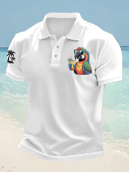 Men's I'm Retired It's 5 O'clock Everywhere Parrot Print Casual Top