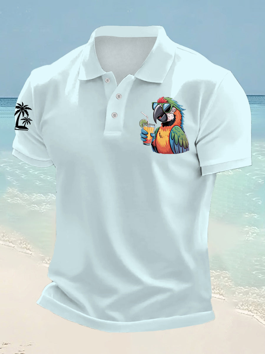 Men's I'm Retired It's 5 O'clock Everywhere Parrot Print Casual Top