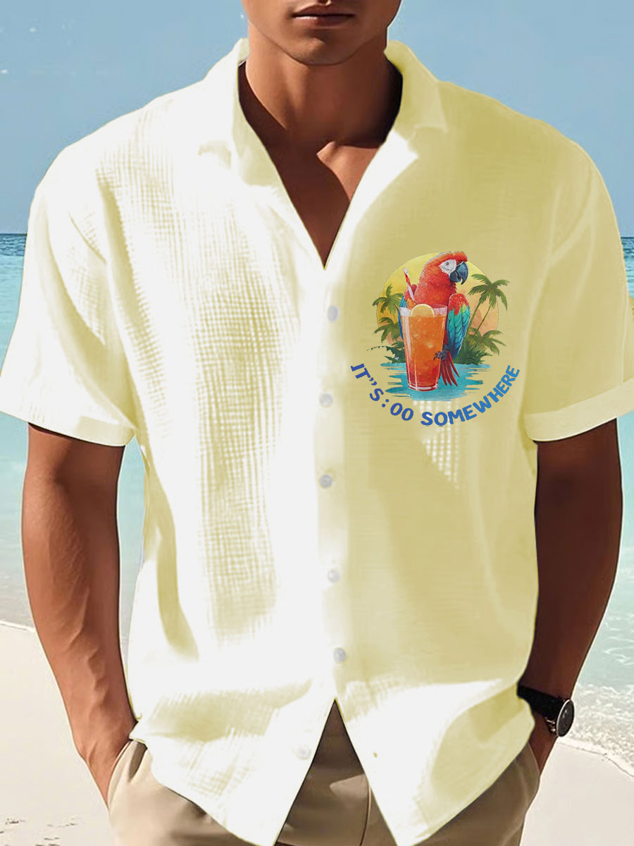 Men's Jimmy Buffett Day Printed Short Sleeve Shirt