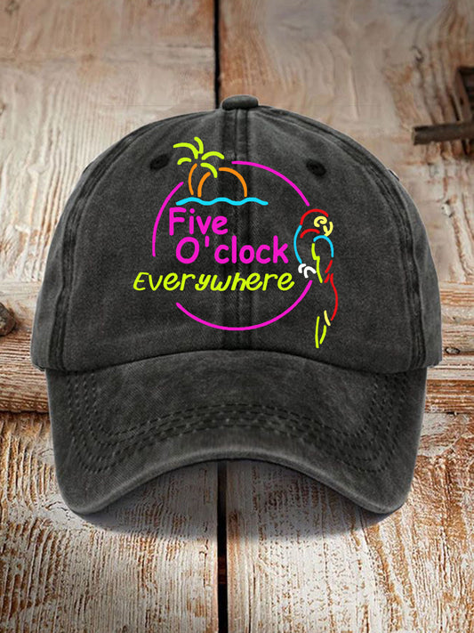 Unisex It's 5 O'clock Everywhere Parrot Print  Hat