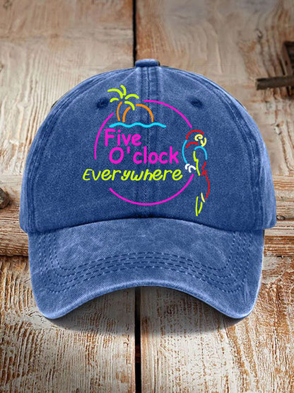 Unisex It's 5 O'clock Everywhere Parrot Print  Hat