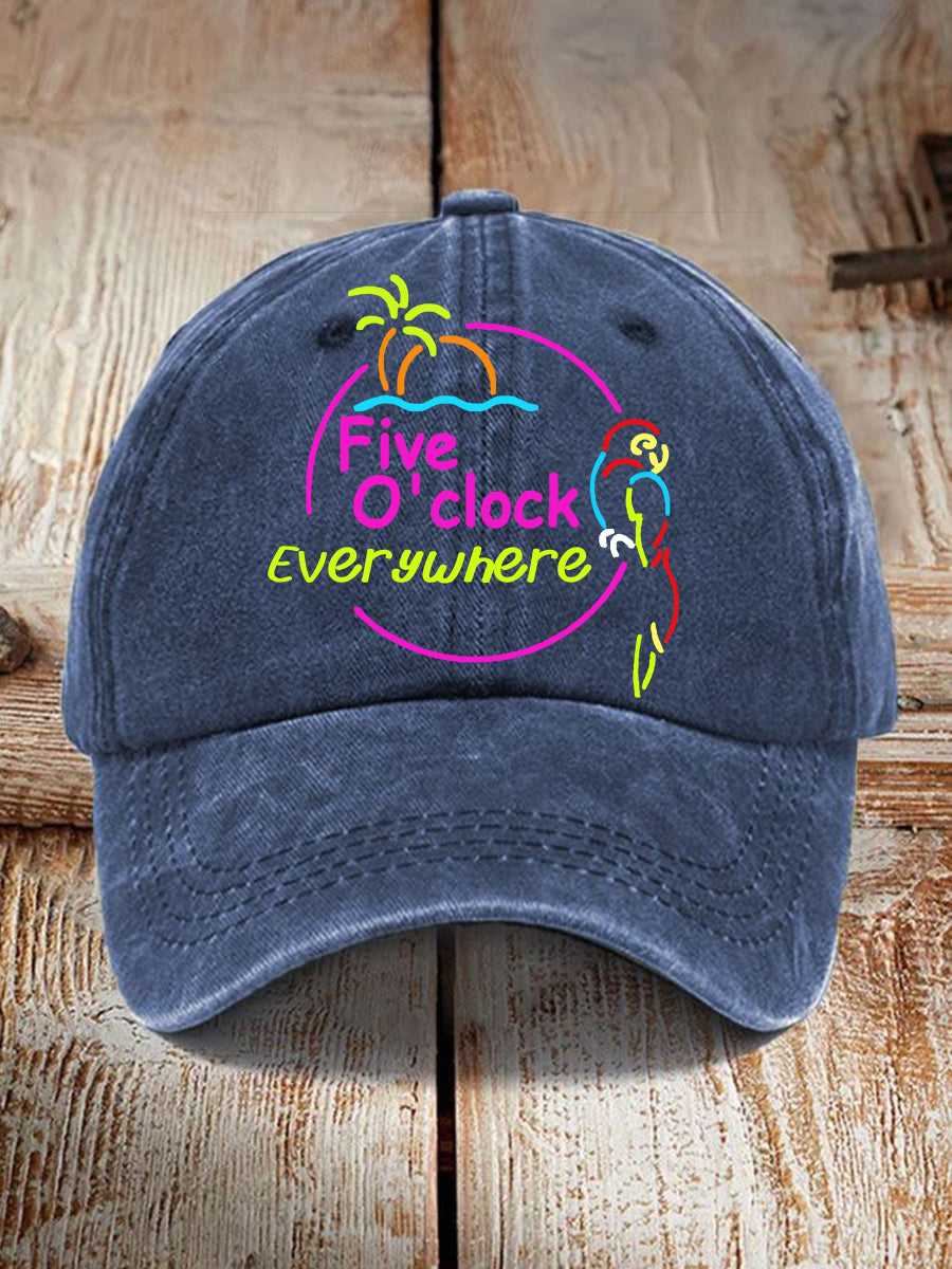 Unisex It's 5 O'clock Everywhere Parrot Print  Hat
